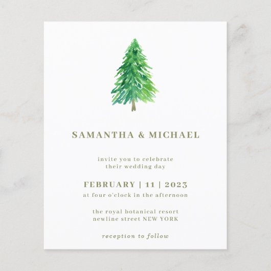 冬のクリスマスツリーシンプルのエレガント予算 チラシ (正面)