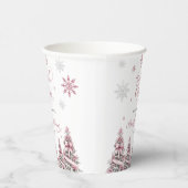 冬のクリスマスツリーススノーフレークピンク赤ちゃんシャワー 紙コップ (右)