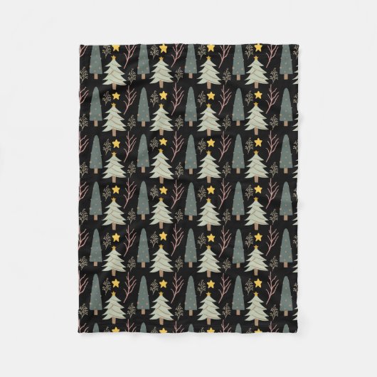 冬のクリスマスツリーパターンウッズエバーグリーンコージー フリースブランケット (正面)