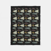 冬のクリスマスツリーパターンウッドグリーンブラック フリースブランケット (正面)