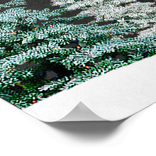 冬のクリスマスツリー結婚歓迎サイン ポスター (角)