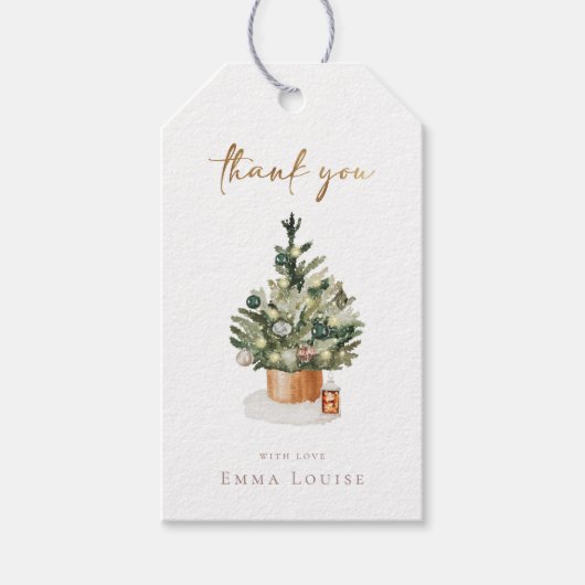 冬のクリスマスツリー赤ちゃんシャワーありがとう ギフトタグ (正面)