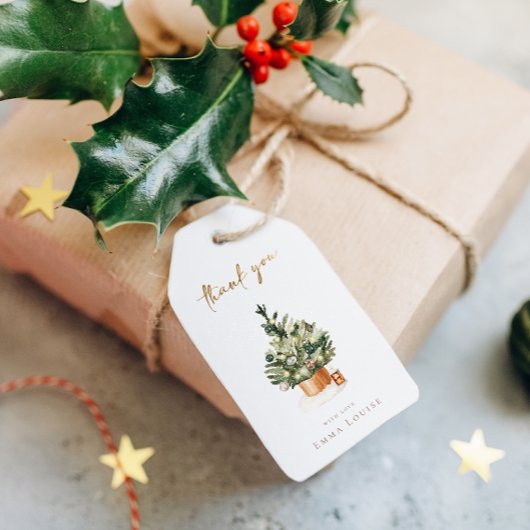 冬のクリスマスツリー赤ちゃんシャワーありがとう ギフトタグ
