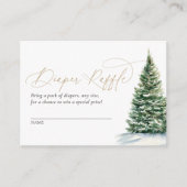 冬のクリスマスツリー赤ちゃんシャワーおむつラッフル エンクロージャーカード (正面)
