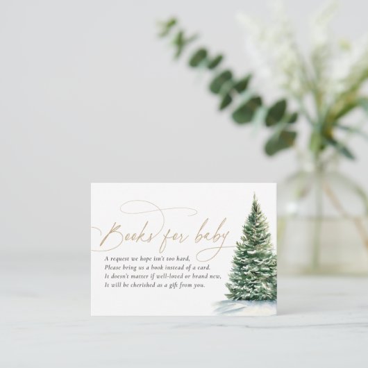 冬のクリスマスツリー赤ちゃんシャワーブックベビー エンクロージャーカード (スタンド正面)