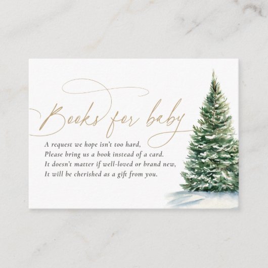 冬のクリスマスツリー赤ちゃんシャワーブックベビー エンクロージャーカード (正面)