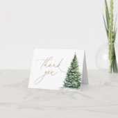 冬のクリスマスツリー赤ちゃんシャワー サンキューカード (正面)
