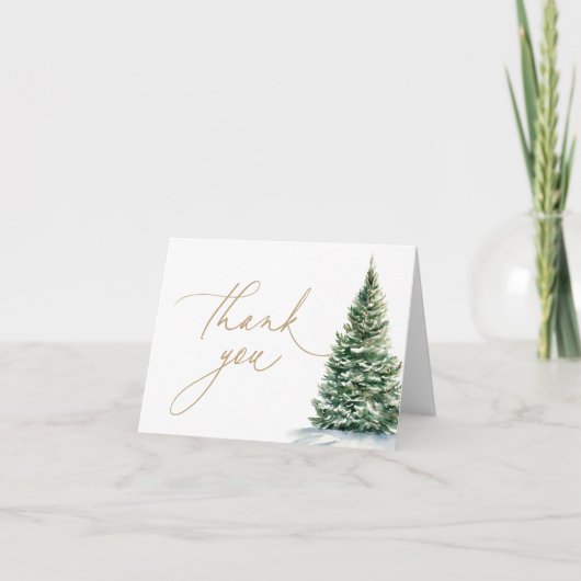 冬のクリスマスツリー赤ちゃんシャワー サンキューカード (正面)