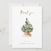 冬のクリスマスツリー赤ちゃんシャワー サンキューカード (正面)