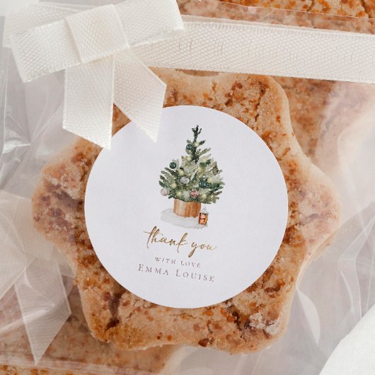 冬のクリスマスツリー赤ちゃんシャワー ラウンドシール