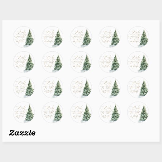 冬のクリスマスツリー赤ちゃんシャワー ラウンドシール (シート)