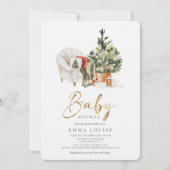 冬のクリスマスツリー赤ちゃんシャワー 招待状 (正面)