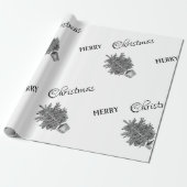 冬のクリスマスツリー メリークリスマス 黒と白 ラッピングペーパー (アンロールド)