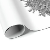 冬のクリスマスツリー メリークリスマス 黒と白 ラッピングペーパー (ロールコーナー)