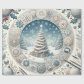 冬のクリスマスツリー ラッピングペーパー (フラット)