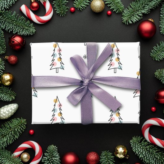 冬のクリスマスツリー ラッピングペーパー