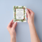 冬のクリスマスツリー 水彩フレーム 結婚式 チラシ (手)