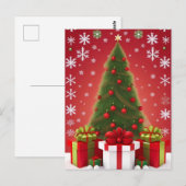 🎁 冬のクリスマスツリー 雪景色の風景 祭典 ポストカード (正面/裏面)