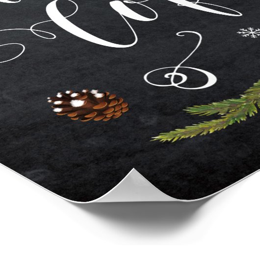 冬のクリスマスティーとコーヒーの結婚看板 ポスター (角)