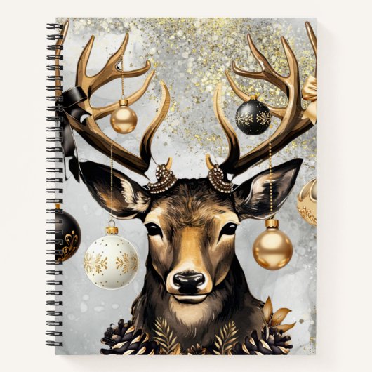 冬のクリスマスディアー – スパイラルノートブック ノートブック (正面)