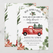 冬のクリスマストラックベビーシャワー招待状 招待状 (正面/裏面)