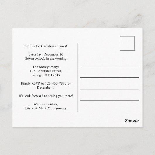 冬のクリスマスドリンクパーティー ポストカード (裏面)