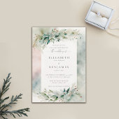 冬のクリスマスドリーミー水の色エレガントな結婚式 招待状