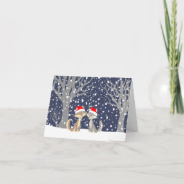 冬のクリスマスノテカードで2匹のオオカミ シーズンカード
