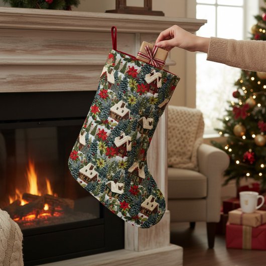 冬のクリスマスハウスツリー刺フェイクしゅう スモールクリスマスストッキング