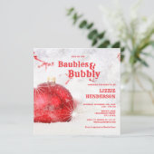 冬のクリスマスバウブルとバブリーブライダルシャワー 招待状 (スタンド正面)