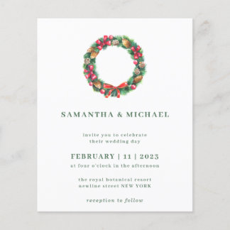 冬のクリスマスバジェットシンプルンエレガントな結婚式 チラシ