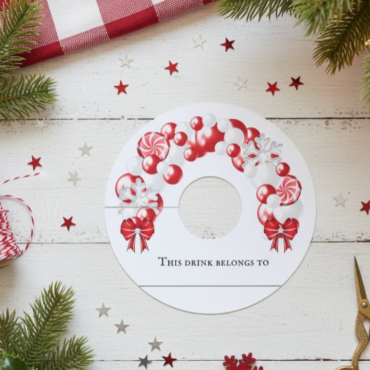 冬のクリスマスバルーンアーチパーティー ワイングラスタグ