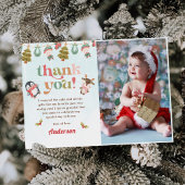 冬のクリスマスバースデーパーティーの写真 サンキューカード