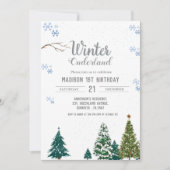 冬のクリスマスバースデーパーティー 招待状 (正面)