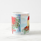 冬のクリスマスバードと赤いポストボックス コーヒーマグカップ (中央)