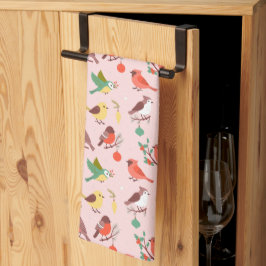 冬のクリスマスバード キッチンタオル