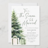 冬のクリスマスパインの木のエレガ素朴ントウェディング 招待状 (正面)