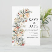 冬のクリスマスパインの木は日付を保存 招待状 (スタンド正面)