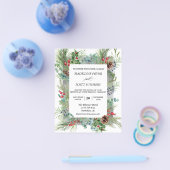 冬のクリスマスパインの水彩結婚枠 チラシ (シングル)