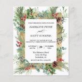 冬のクリスマスパインの水彩結婚枠 チラシ (正面)