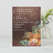 冬のクリスマスパインブーケ結婚ウッド 招待状 (スタンド正面)