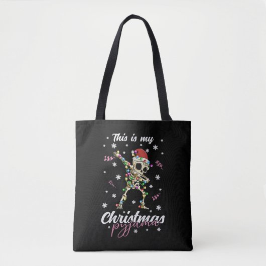 冬のクリスマスパジャマスケルトン トートバッグ (正面)