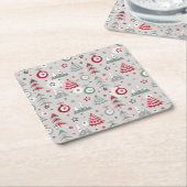 冬のクリスマスパターン。 スクエアペーパーコースター (アングル)