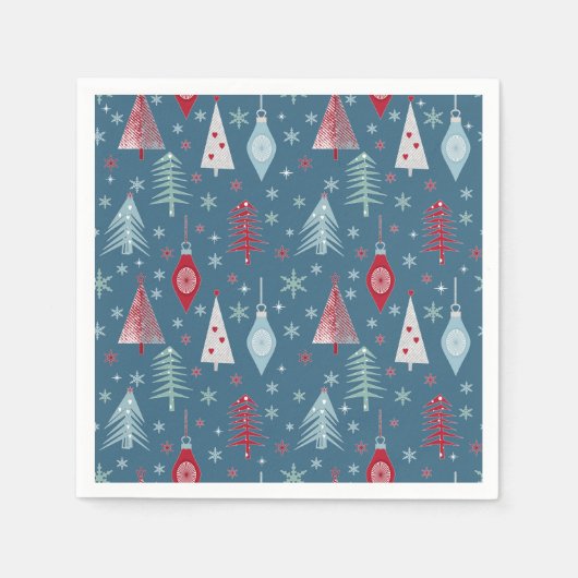冬のクリスマスパターン。 スタンダードカクテルナプキン (正面)