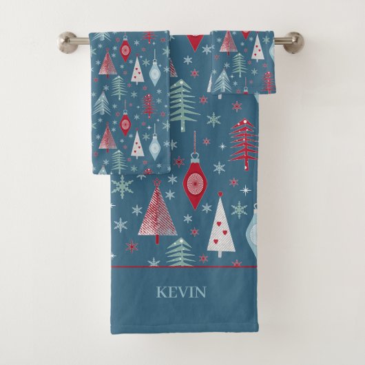 冬のクリスマスパターン。 バスタオルセット (インサイチュ)