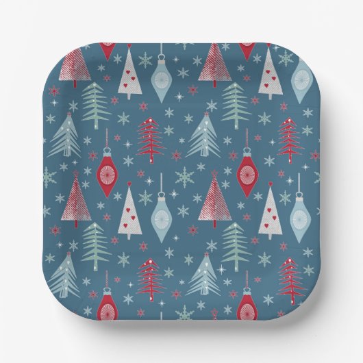 冬のクリスマスパターン。 ペーパープレート (正面)