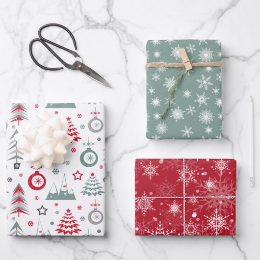 冬のクリスマスパターン。 ラッピングペーパーシート (正面)