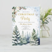 冬のクリスマスパーティーホワイト&ブルースノーフレーク 招待状 (スタンド正面)