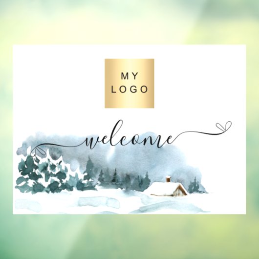 冬のクリスマスビジネスロゴへようこそ ウィンドウサイン (シート3)