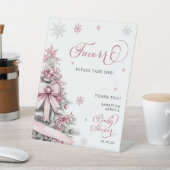 冬のクリスマスピンクの赤ちゃんシャワーの好意サイン 台座サイン (インサイチュ)